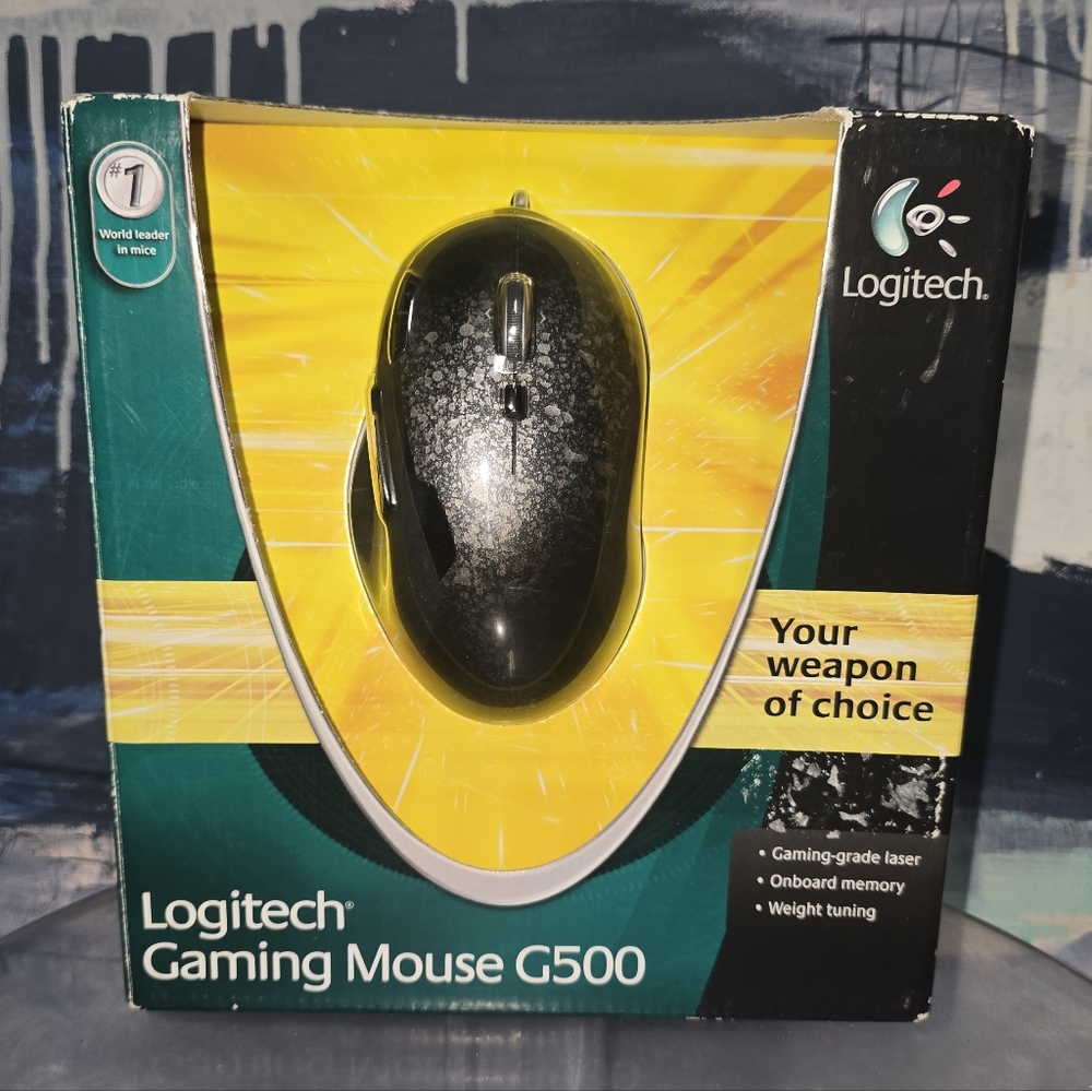 Logitech G500 Computer Laser Mouse with Weights and Tray - Used, Working